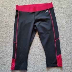 Women's Black and Red Athletic Capris